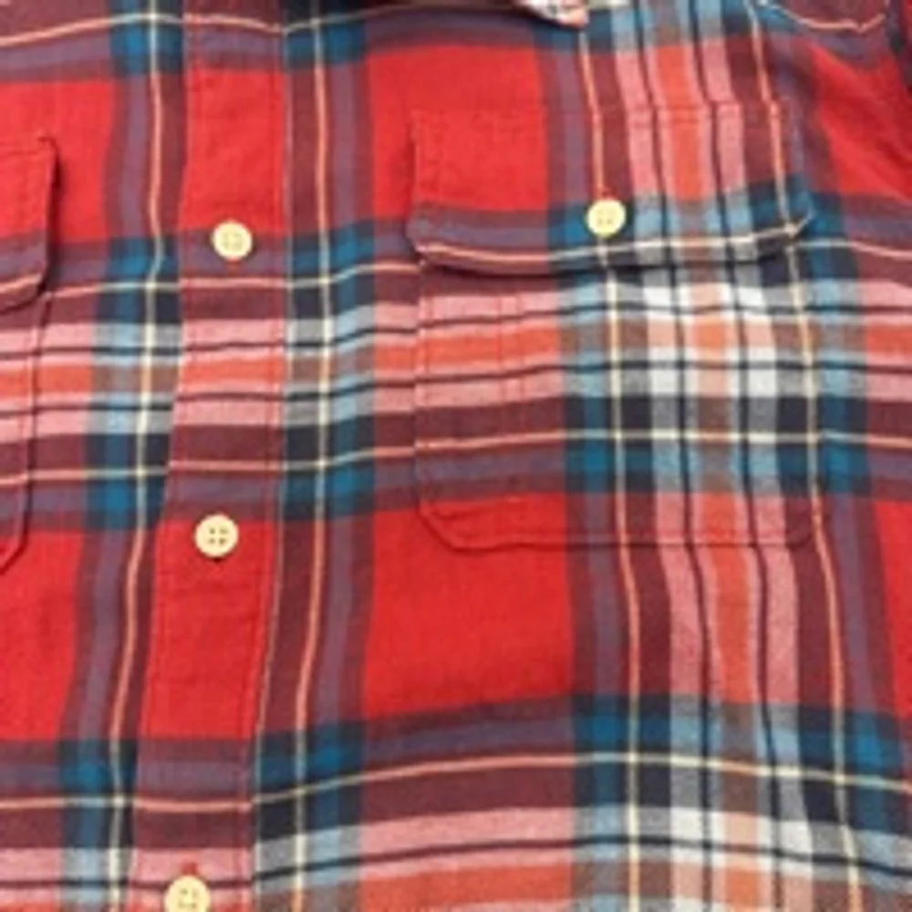 Men's LUCKY BRAND Plaid Flannel Shirt Size L Red Rust Blue - Picture 8 of 9